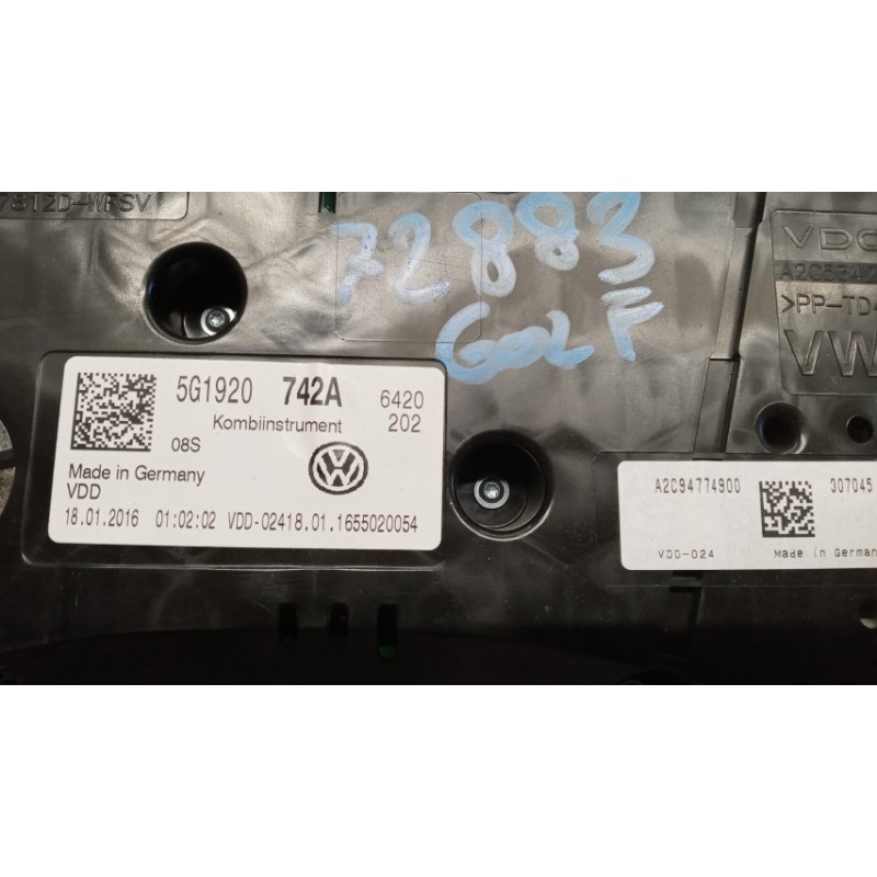 VOLKSWAGEN QUADRO STRUMENTI VOLKSWAGEN Golf 7 2012>2016 usato