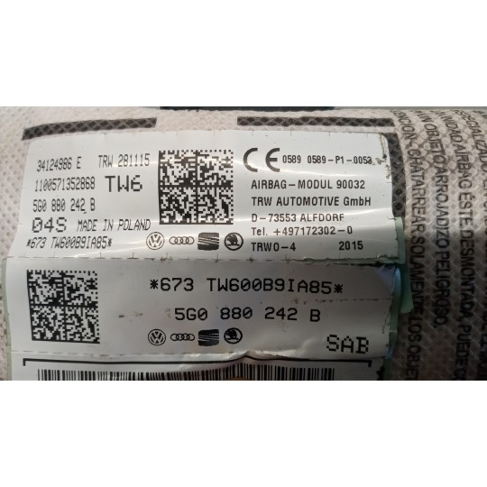 CURTAIN AIRBAG RIGHT  VOLKSWAGEN Golf 7 2012>2016 used