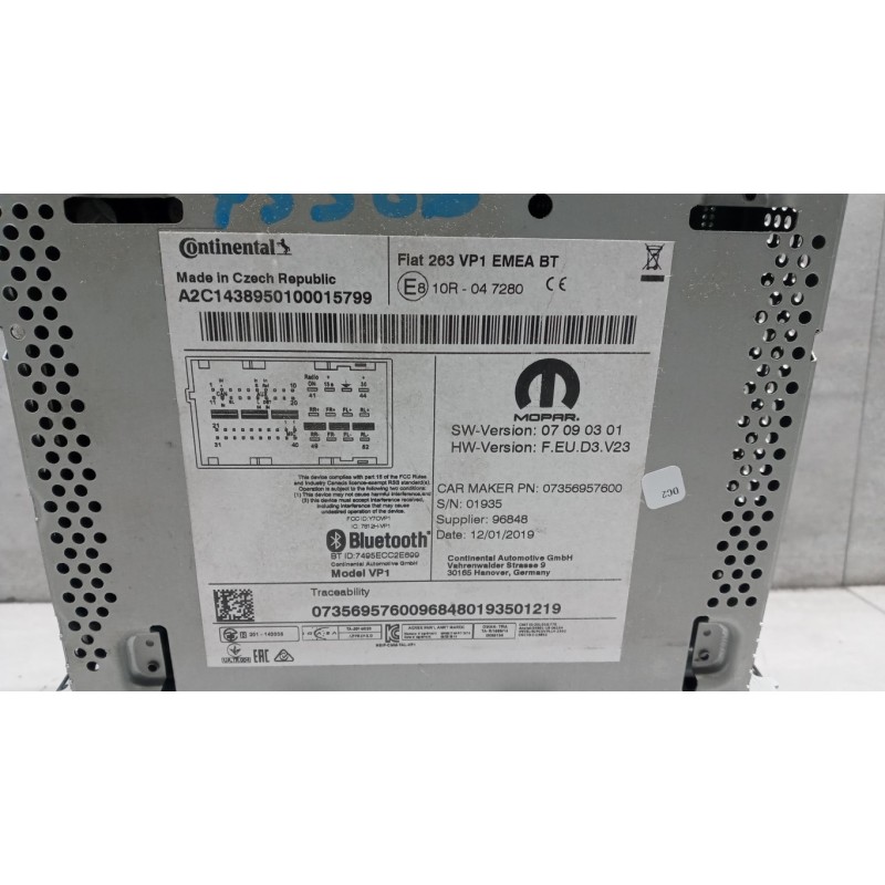 FIAT CAR RADIO FIAT Doblo' 2015> used