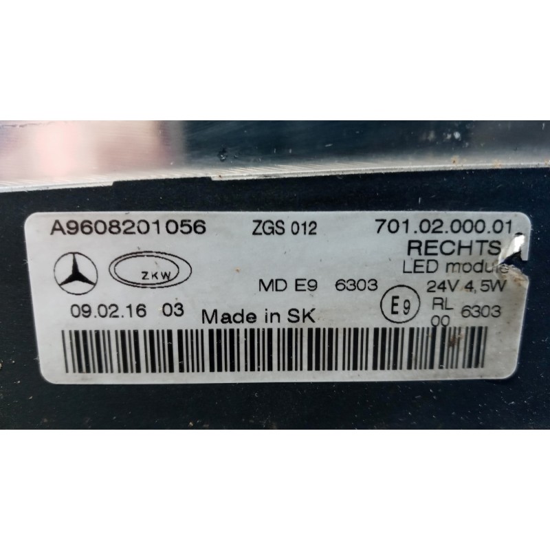 MERCEDES-BENZ truck FANALERIA SUPPLEMENTARE MERCEDES-BENZ truck Actros euro 6 2014>2021 usato