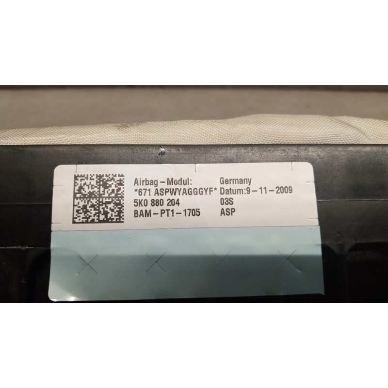 VOLKSWAGEN PASSENGER AIR BAG  VOLKSWAGEN Golf 6 2008>2012 used