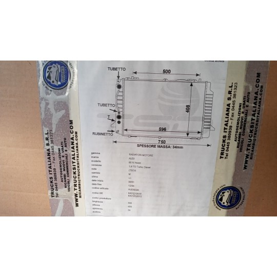 RADIATORE ACQUA AUDI 80 1986>1995 nuovo