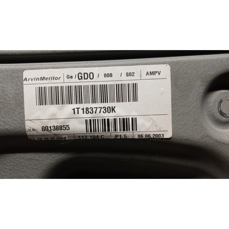 VOLKSWAGEN FRONT RIGHT POWERED WINDOWS  VOLKSWAGEN Touran 2003>2007 used