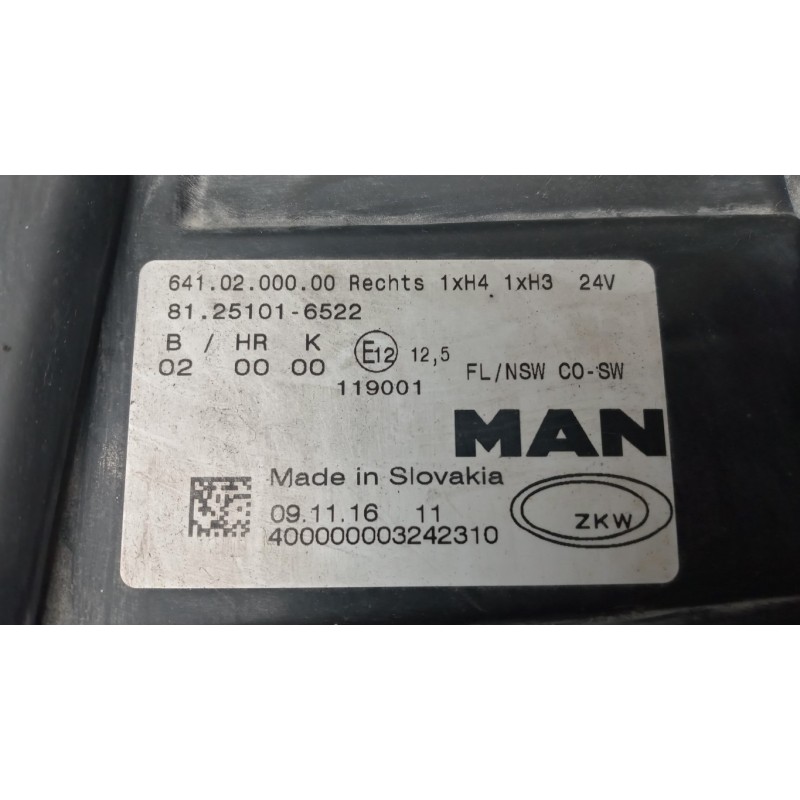MAN RIGHT FOG LIGHT LAMP MAN TGX  used