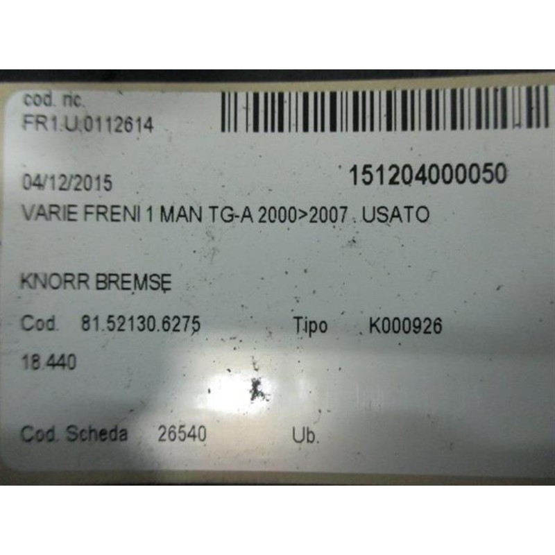 MAN VARIE FRENI 1 MAN TG-A 2000>2007 usato