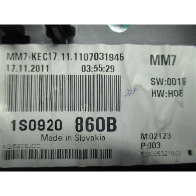 VOLKSWAGEN INSTRUMENT PANEL VOLKSWAGEN Up 2011>2016 used