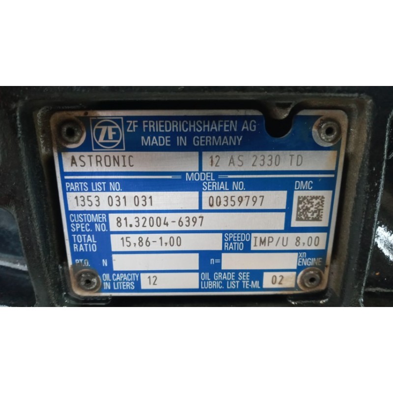 MAN GEARBOXES  MAN TGX euro 6 used