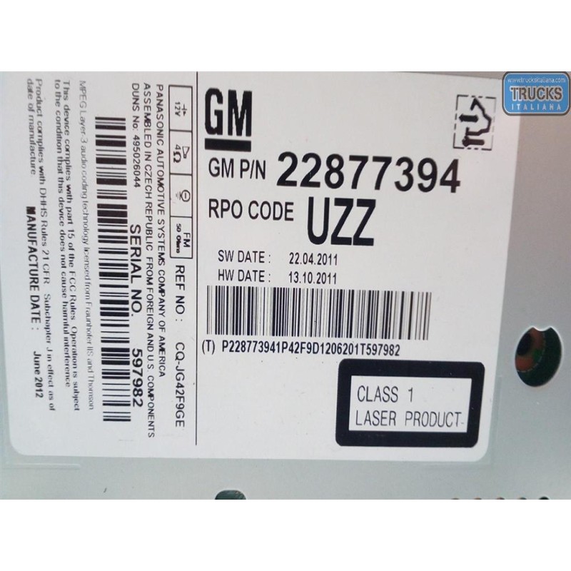 OPEL AUTORADIO OPEL Astra J 2012>2015 usato