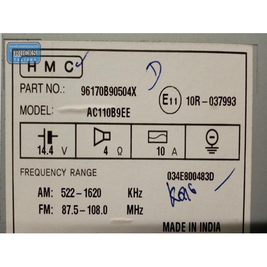 CAR RADIO HYUNDAI i10 2013>2016 used