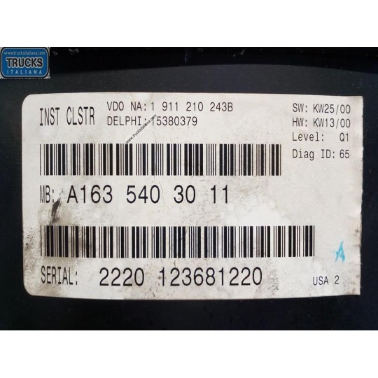 QUADRO STRUMENTI MERCEDES-BENZ Classe M (W163) 1997>2005 usato