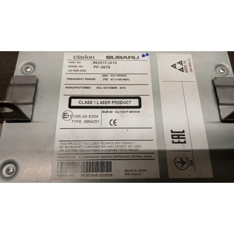 SUBARU CAR RADIO SUBARU XV 2016>2018 used