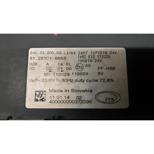 FRONT LEFT FLASHLIGHT  MAN TGX  used