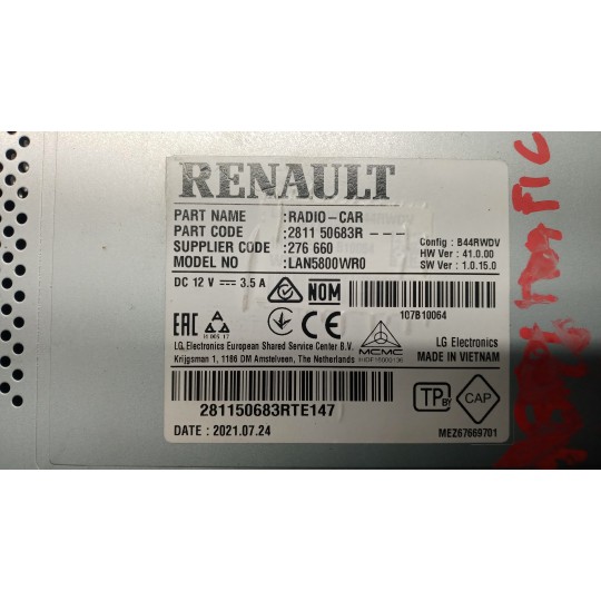 AUTORADIO RENAULT van Trafic 2019>2021 usato