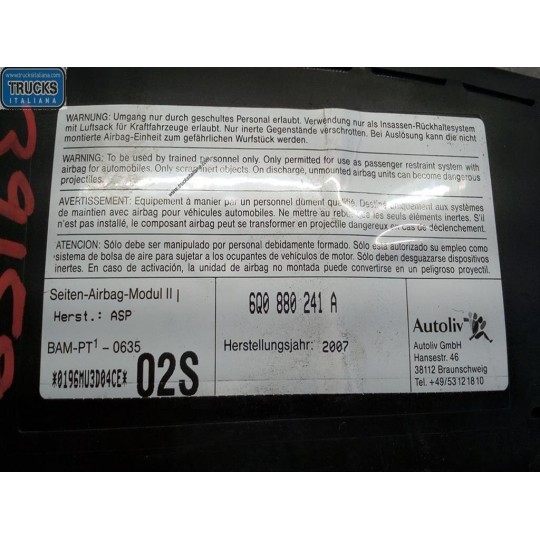 AIR BAG LATERALE SINISTRO SKODA Roomster 2006>2009 usato