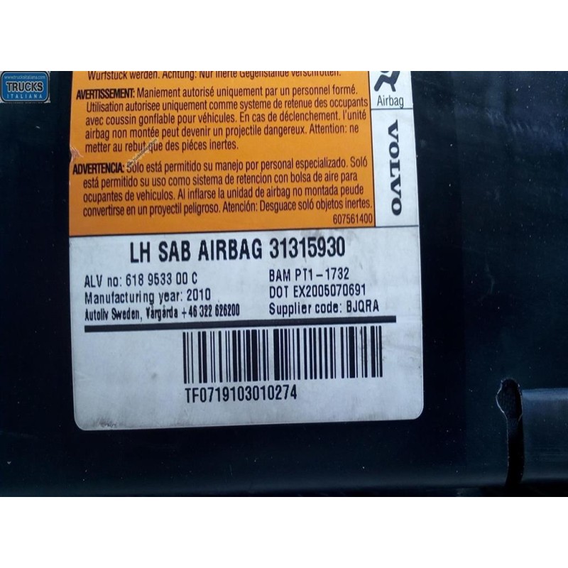 VOLVO CURTAIN AIRBAG LEFT VOLVO XC60 2008>2013 used