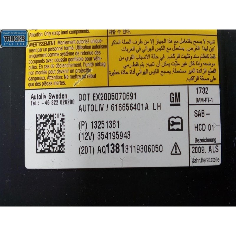 OPEL CURTAIN AIRBAG LEFT OPEL Astra J 2009>2012 used