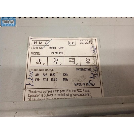 CAR RADIO HYUNDAI i20 2008>2012 used