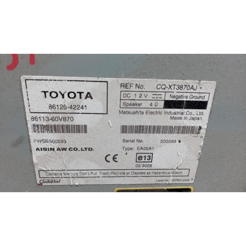 TOYOTA CAR RADIO TOYOTA Rav 4 2006>2010 used