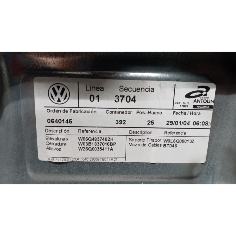 VOLKSWAGEN FRONT RIGHT POWERED WINDOWS  VOLKSWAGEN Polo 2001>2005 used