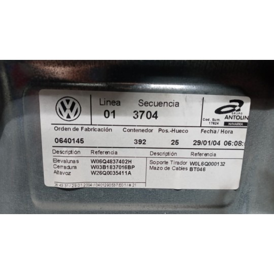 ALZA VETRI ANTERIORI DESTRO VOLKSWAGEN Polo 2001>2005 usato