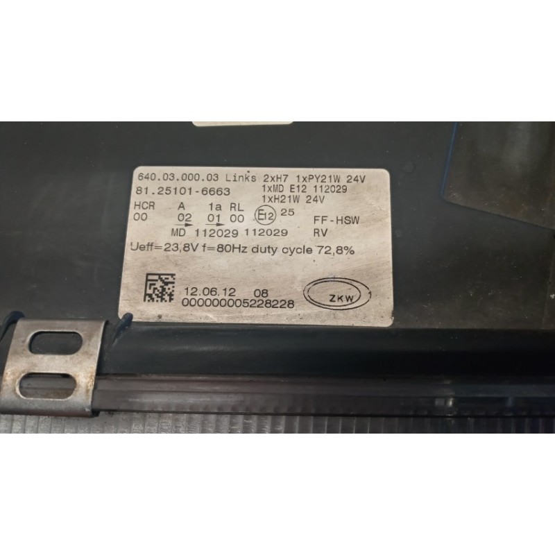 MAN FRONT LEFT FLASHLIGHT  MAN TGX  used