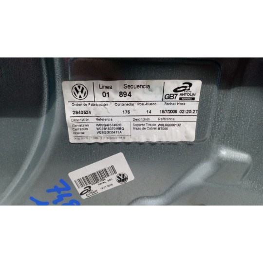 FRONT RIGHT POWERED WINDOWS  VOLKSWAGEN Polo 2005>2009 used