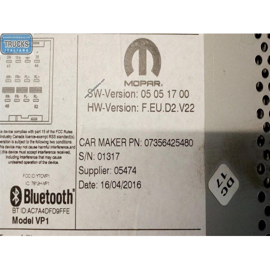 CAR RADIO FIAT Doblo' 2015> used