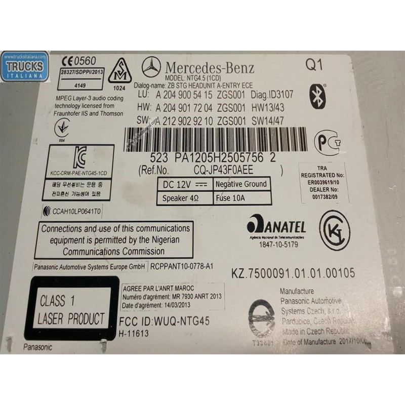 MERCEDES-BENZ CAR RADIO MERCEDES-BENZ Classe C (W204) 2011>2015 used