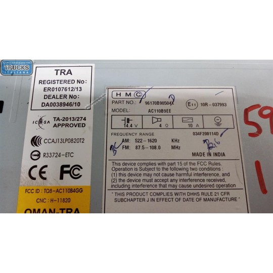 CAR RADIO HYUNDAI i10 2013>2016 used