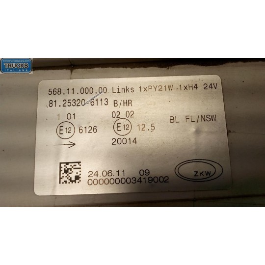 LEFT FOG LIGHT LAMP MAN TGL used