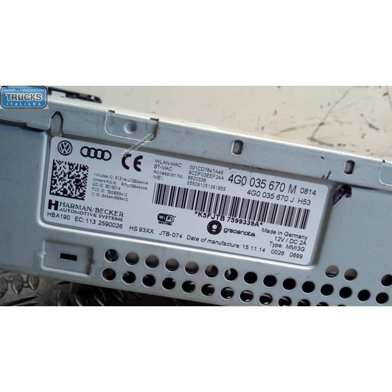 AUDI AUTORADIO AUDI A6 2014>2016 (C7) usato