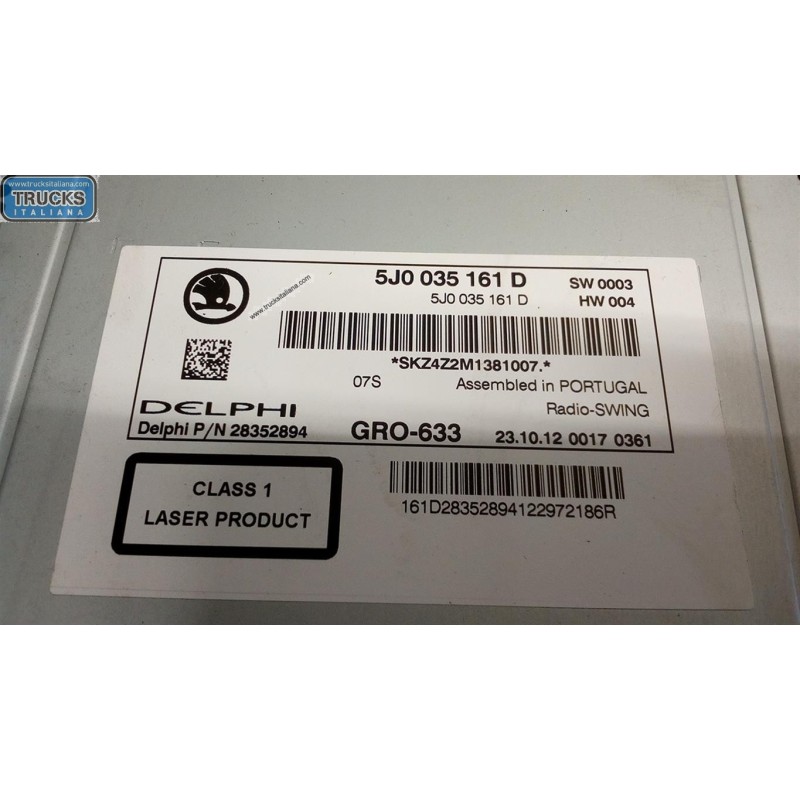 SKODA AUTORADIO SKODA Fabia 2007>2014 (5J) usato