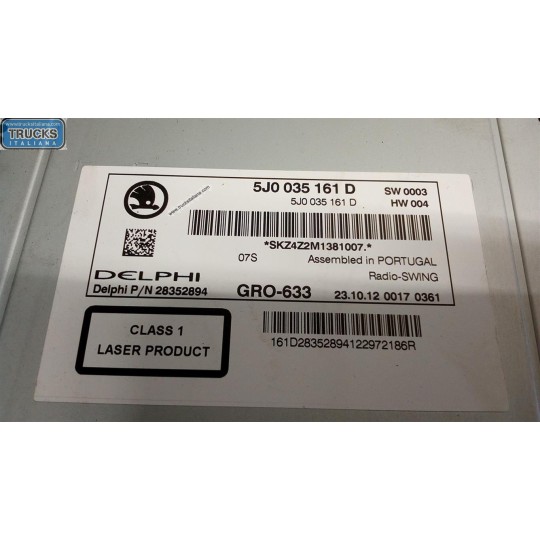 AUTORADIO SKODA Fabia 2007>2014 (5J) usato