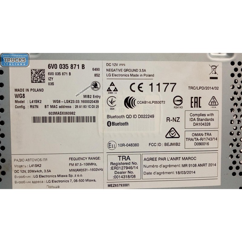 SKODA CAR RADIO SKODA Fabia 2014> (NJ) used