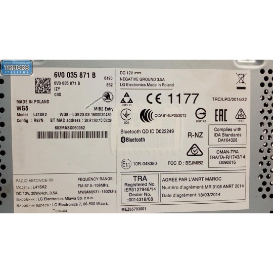 CAR RADIO SKODA Fabia 2014> (NJ) used