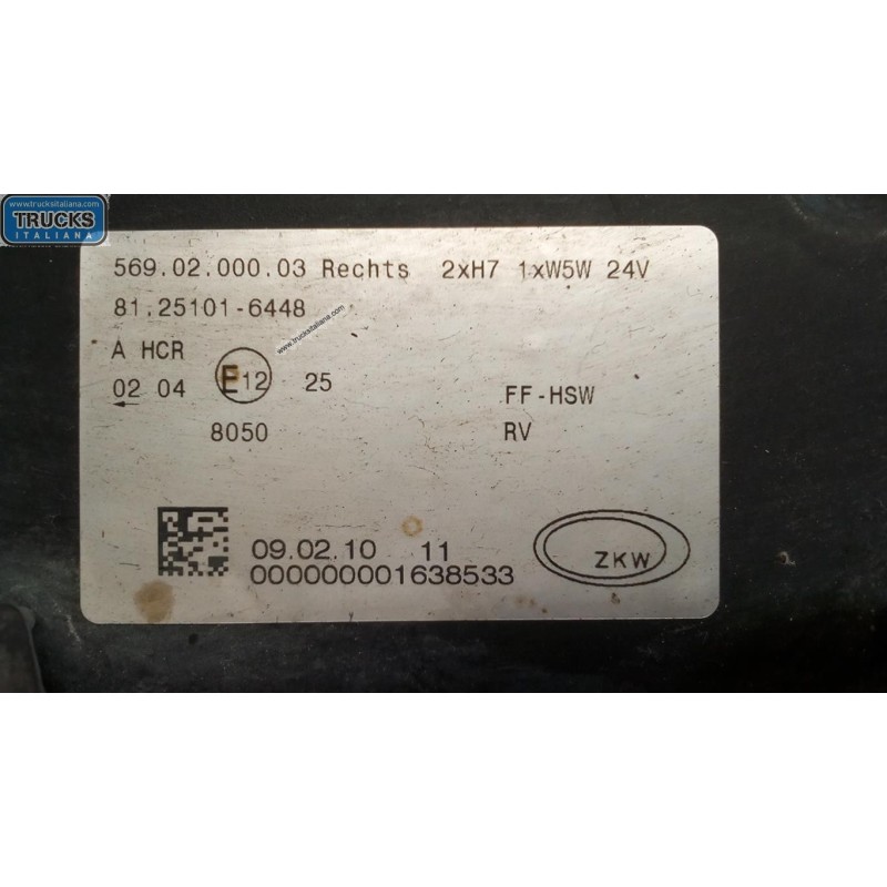 MAN RIGHT HEADLIGHT MAN TG-A 2000>2007 used