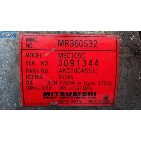 AIR CONDITIONER COMPRESSOR MITSUBISHI Pajero Sport 1997>1999 used