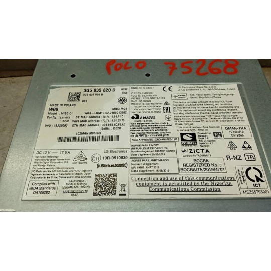 AUTORADIO VOLKSWAGEN Polo 2017>2021 usato