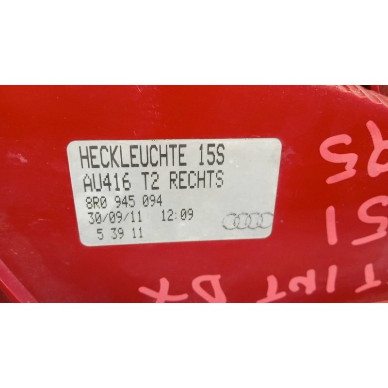 AUDI RIGHT REAR LIGHT ON BACK  AUDI Q5 2008> used