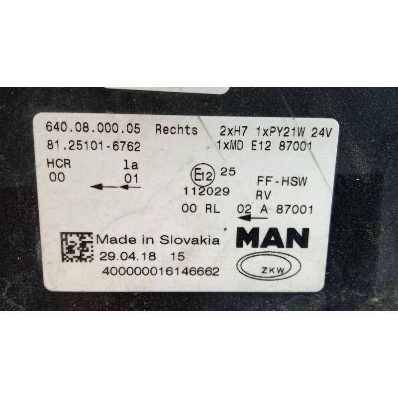 MAN RIGHT HEADLIGHT MAN TGX euro 6 used
