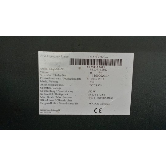 FRIGO ABITACOLO MAN TGX euro 6 usato