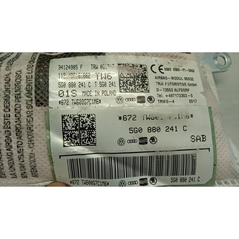 VOLKSWAGEN AIR BAG LATERALE SINISTRO VOLKSWAGEN Golf 7.2 2017>2019 usato