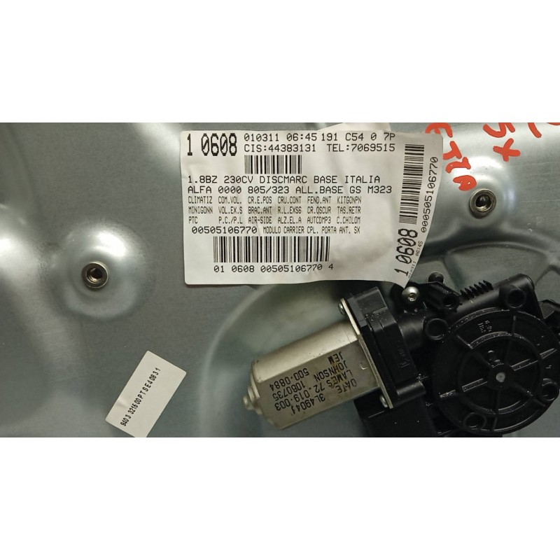 ALFA ROMEO ALZA VETRI ANTERIORI SINISTRO ALFA ROMEO Giulietta 2010>2016 usato