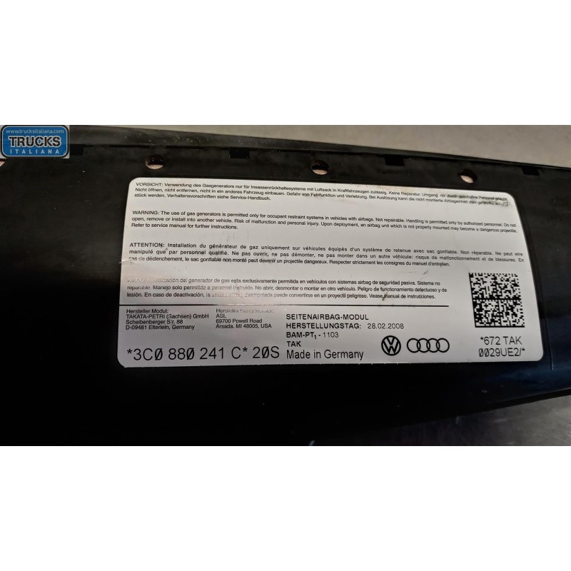 VOLKSWAGEN CURTAIN AIRBAG LEFT VOLKSWAGEN Passat 2005>2010 used