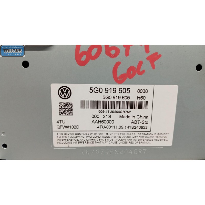 VOLKSWAGEN AUTORADIO VOLKSWAGEN Golf 7 2012>2016 usato