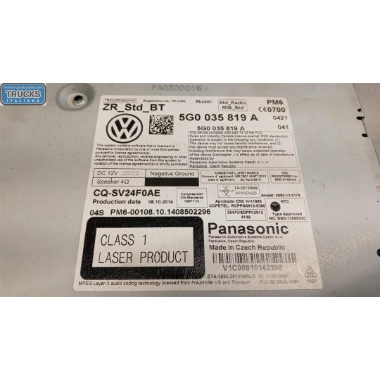 AUTORADIO VOLKSWAGEN Golf 7 2012>2016 usato