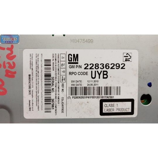 CAR RADIO OPEL Meriva B 2010>2014 used