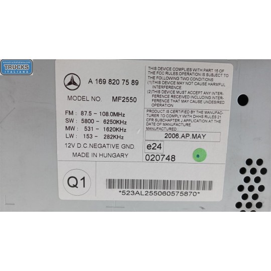 CAR RADIO MERCEDES-BENZ Classe B (W245) 2005>2008 used