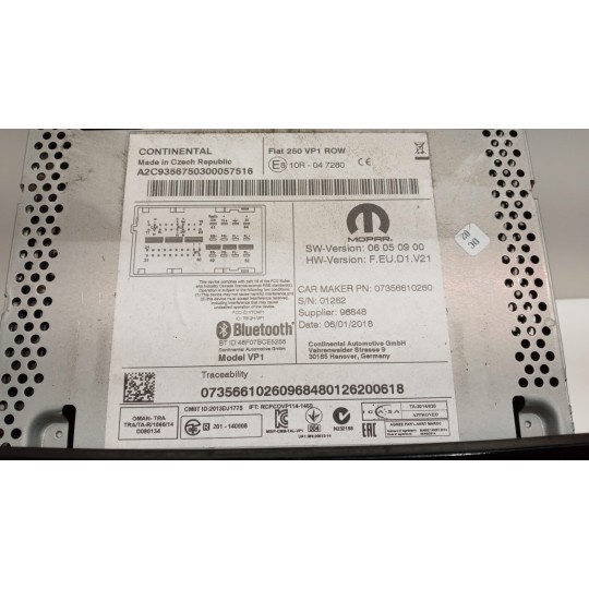 CAR RADIO FIAT van Ducato 2014> used