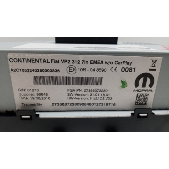 CAR RADIO FIAT F.500 2015> used